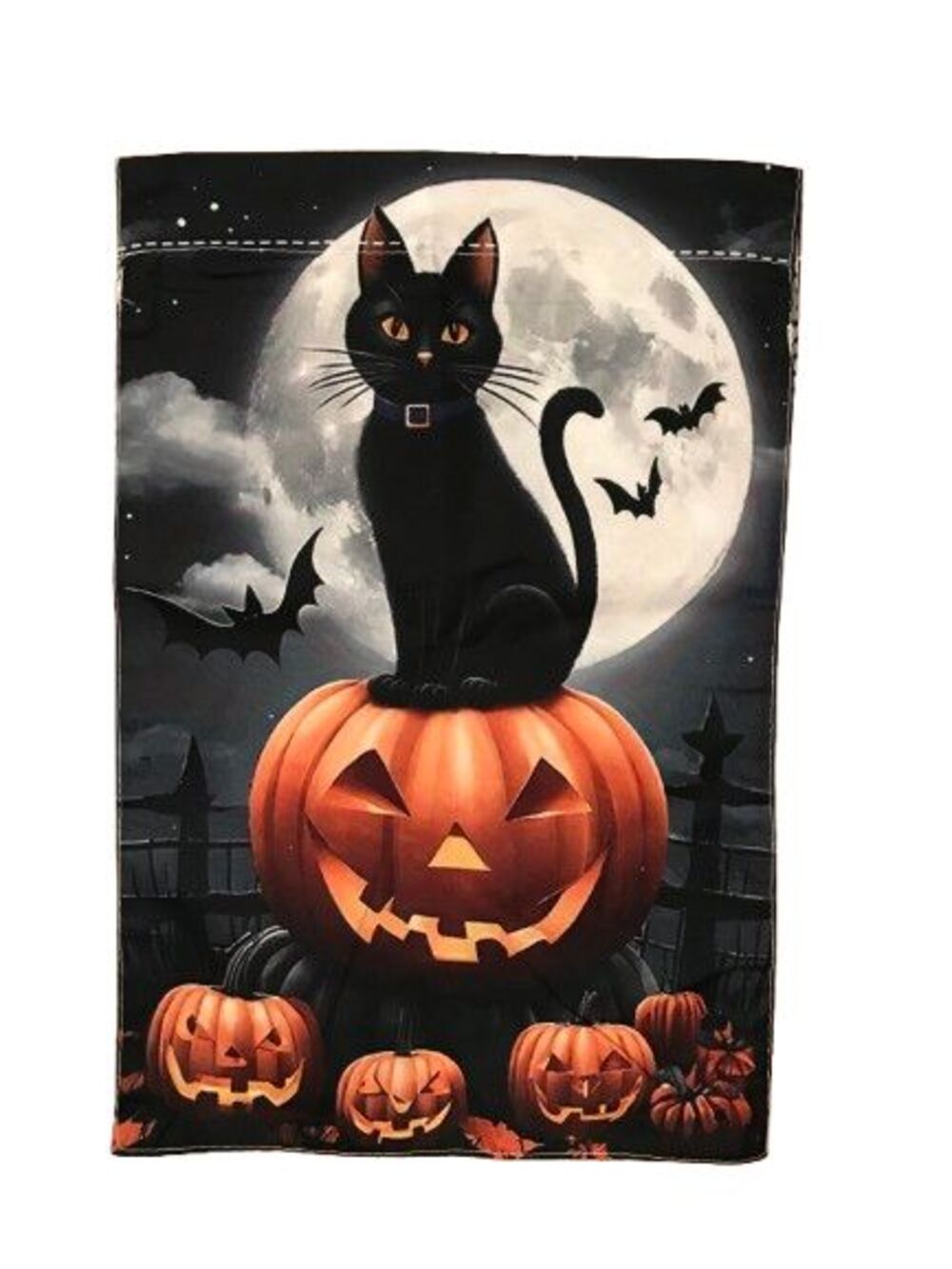 Halloween Garden Flag 12x18in Polyester Waterproof Black Cat Pumpkin Double-side
